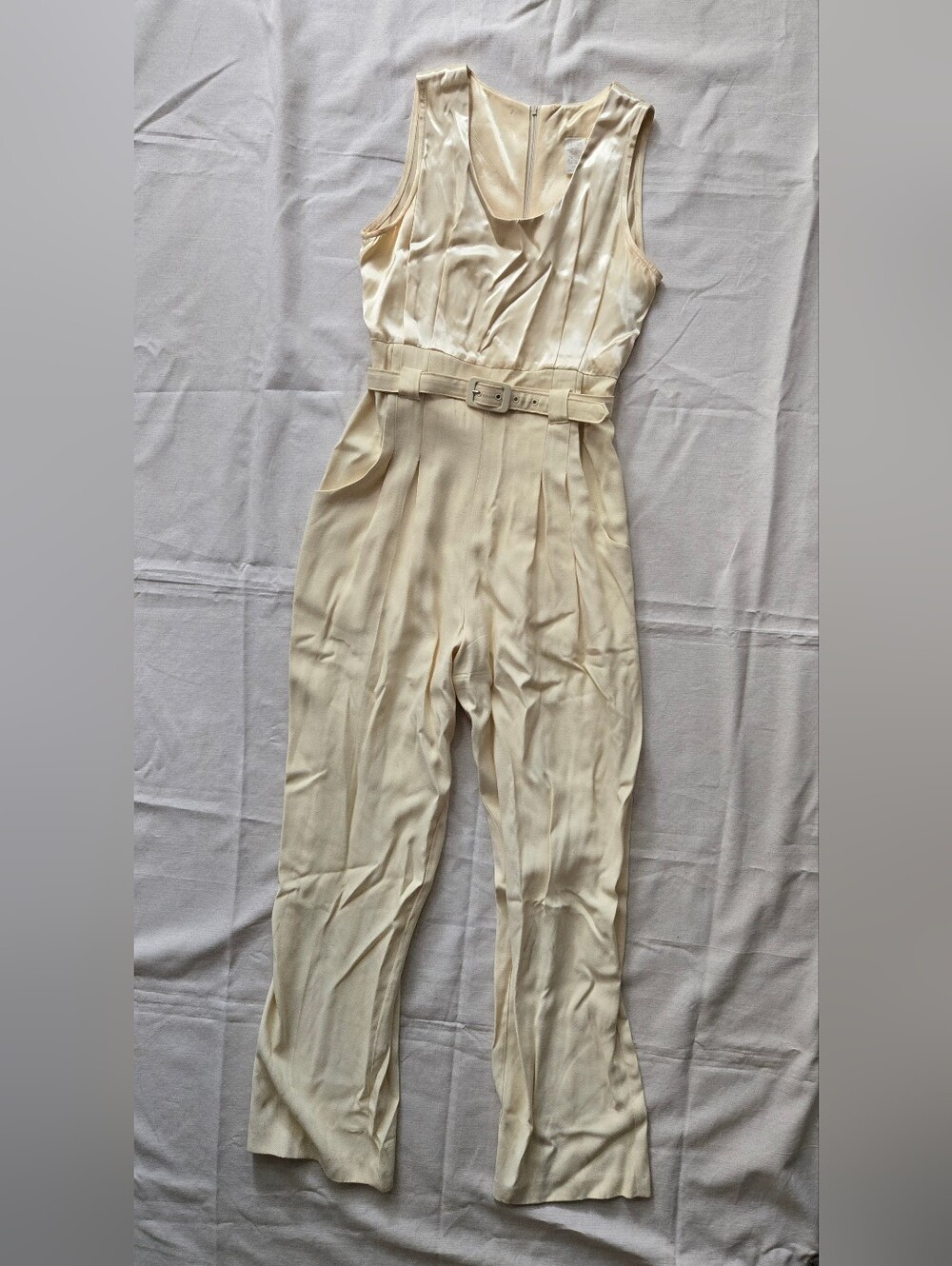 Vintage Belted Jumpsuit Cream